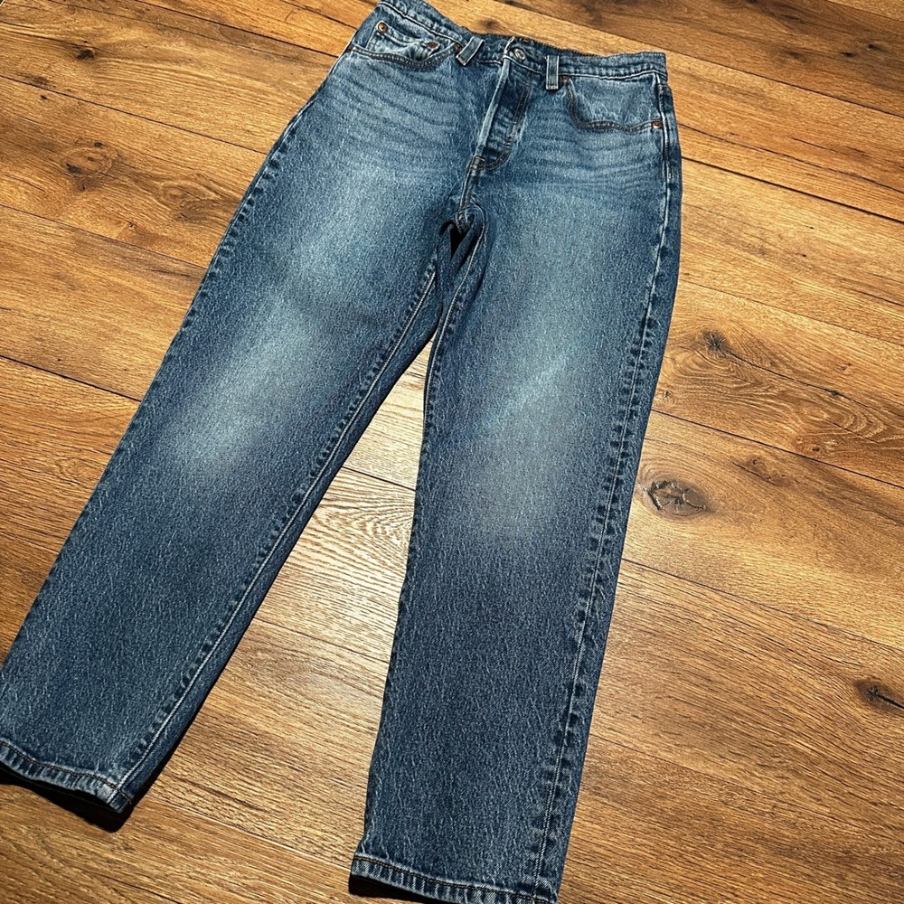 Levi 501 Crop Blue Denim Jeans Womens 27x26